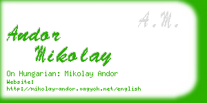 andor mikolay business card